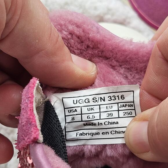 UGG Laela Sparkles Sequined & Leather Sparkly Sneakers Pink size 8 - Picture 6 of 6